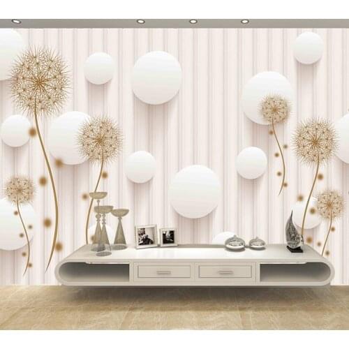 Custom Mural Wallpaper Modern 3D Effect Stereo Dandelion Flowers Wall Painting Fashion Living Room Wall Papers Home Decor