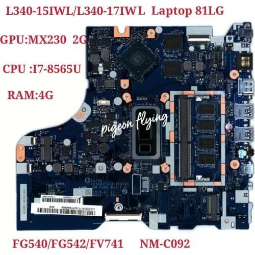 NM-C092 for Lenovo ideapad L340-15IWL L340-17IWL Laptop Motherboard 81LG CPU:I7-8565U RAM:4G GPU:MX230_2G FRU:5B20S41717
