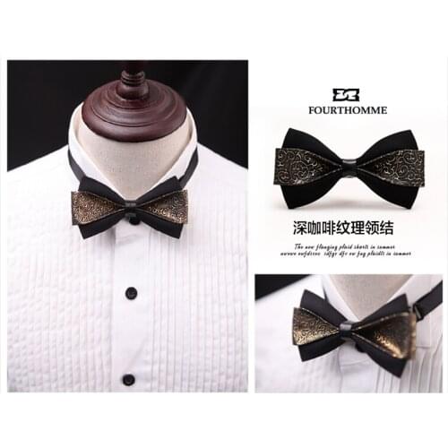 New Free Shipping fashion male MENS Leather Tie men dress wedding British bow tie Korean host groom ON SALE
