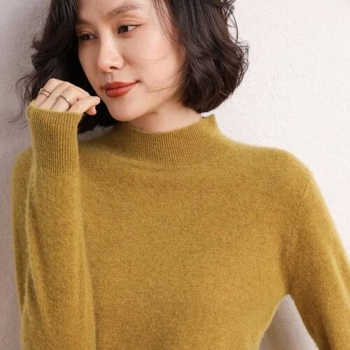 New Autumn Winter Womens Sweaters 100% Cashmere Pullover Female Soft Warm Knit Basic 12 Colors Jumpers Standard Girl Clothes
