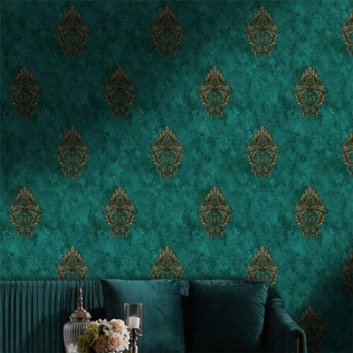 Beibehang Peacock Green Wallpaper AB Version Mottled Emerald Pure Pigment Retro American European Style Wallpaper Papel de pared
