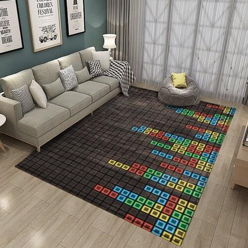 Russia Tetris Pattern Baby Hand Print Carpet Baby Play Mat Fashion Children Carpet Safety Non-Slip Carpet Children Cat Flannel