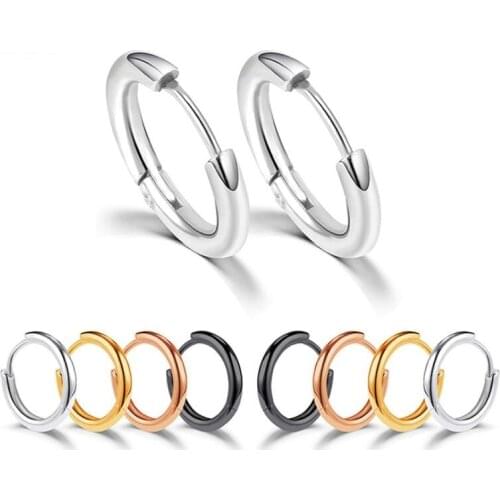 6 Size Tiny Hoop Earrings For Women Gold Black Steel Color Hip Hop Jewelry Bijoux Men Accessory Birthday Brincos Ear Bone Buckle