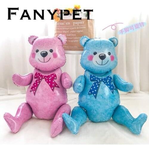 24inch Baby Girl Blue Pink Bubble Ball in Ball Bear Ball Boy 4D Bear Foil Balloons Birthday Baby Shower Decorations Kids Toys