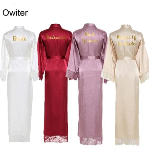 Silk Robe Satin Robe Lace Robes White Bridesmaid Bride Robes Bridesmaid Robes Wedding Long Robe Bathrobe