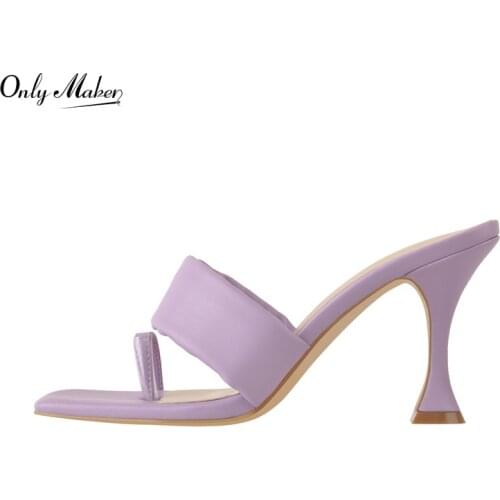 Onlymaker Flip Flops Women Slip-On Shoes For Women Square Toe Sandals Matte Solid Kitten Heel Open Toe Slipper