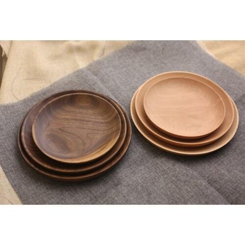 Natural wood Beech Plates Wooden Tableware Dinner Plate Food Dessert Tea Plate Round Handmade Sushi Dish For Daily Uses Or Gifts