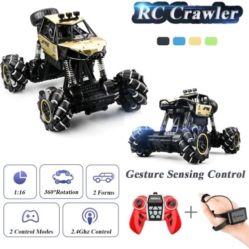 616A 1/16 RC Stunt Car 4WD 2.4GHz Off-Road RC Crawler Watch Induction Gesture Control Drift High Speed RC Racing Car for Kids