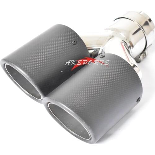 Universal car Model Dual Matt Carbon fiber stainless steel universal Auto curly exhaust pipe end muffler tip For Left Side