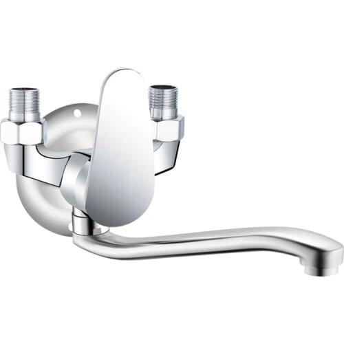 Bathroom Bathtub Faucet Single Handle 360°Rotation Cold and Hot Mixer Tap Zinc Alloy Chrome Wall Mounted Bath Faucet 18cm/25cm