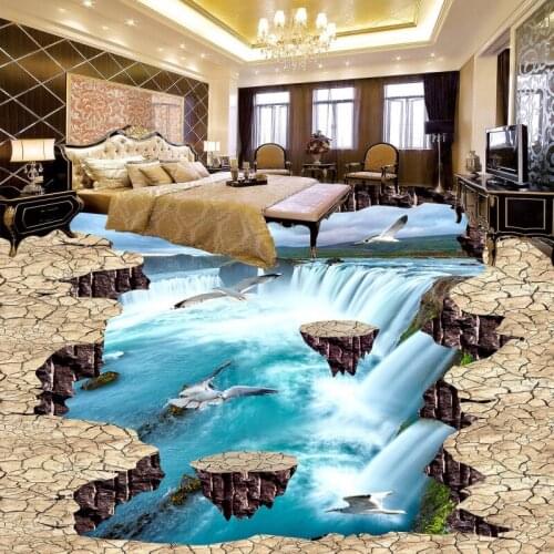 Free Shipping Flowing water flooring picture wallpaper playground bedroom studio waterproof PVC floor mural