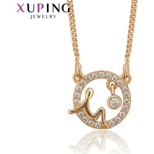 Xuping New Arrival Fashion Gold Color Plated Round Necklace for Women Nice Birthday Trendy Jewelry Gifts 45515