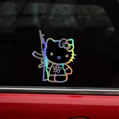 Funny Car Sticker Kitty Cat Laser Decal Creative Accessories,13.5 * 16CM