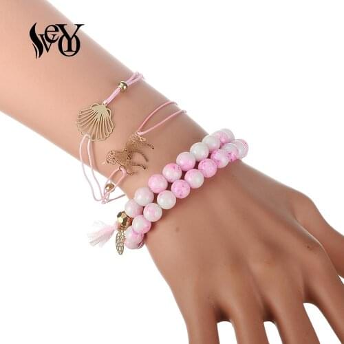 VEYO Pineapple Shape Wave Marble Fashion Shell Bracelets for Women Mix Tassel Bracelet Jewelry Wholesale