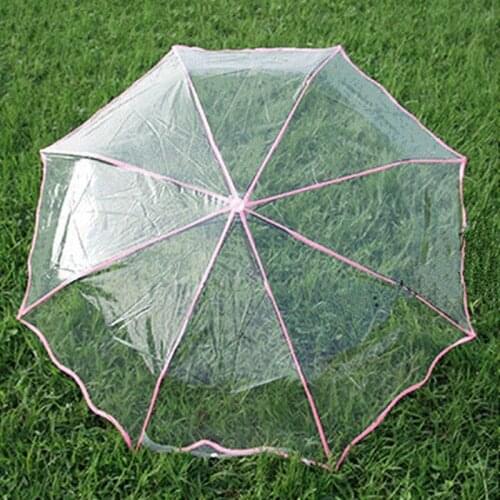 Fashion Transparent Three-folding Umbrella Students Outdoor Travel Portable Windproof Rainy Umbrellas Foldable Parasol Rain Gear