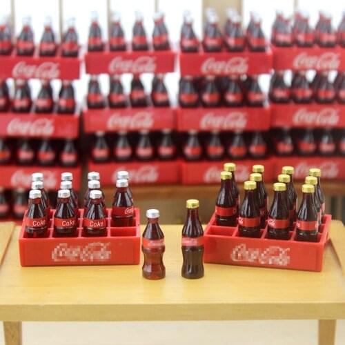 1Set 12pcs Mini Coke Drinks 1/6 1/12 Doll house Miniature food Drinks Pretend Play Kitchen Toys for blyth ob11 doll Accessories
