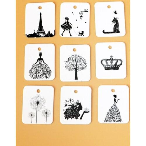 100pcs White Paper Cards printing handmade tag DIY Gift box tag candy cupcake favors name brand tag Jewelry Cloth Price Tags