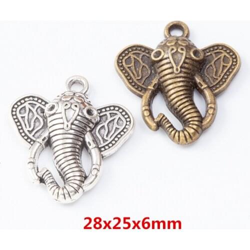 15 pieces of retro metal zinc alloy elephant pendant for DIY handmade jewelry necklace making 7513