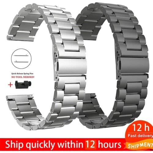 22mm 20mm Strap For Samsung Galaxy Watch Active 2 44/40mm/42/46mm Stainless steel Bands Bracelet for Gear Sport/S3 S2 Wrist