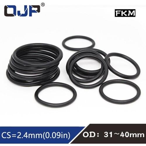 5PCS/lot Fluorine rubber Ring Black FKM Oring Seal CS:2.4mm OD31/32/33/34/35/36/37/38/39/40mm Rubber O-Ring Seal Oil Ring Gasket