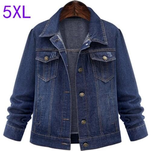 5XL Spring Autumn Women Plus Size Outwear Slim Jean Jacket Woman Short Loose Casual Coat High Street England Style Denim Jackets