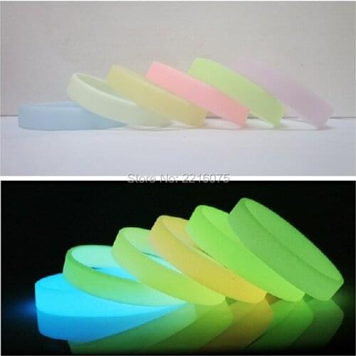 60pcs glow in the dark pure sport silicone wristband rubber bracelets free shipping