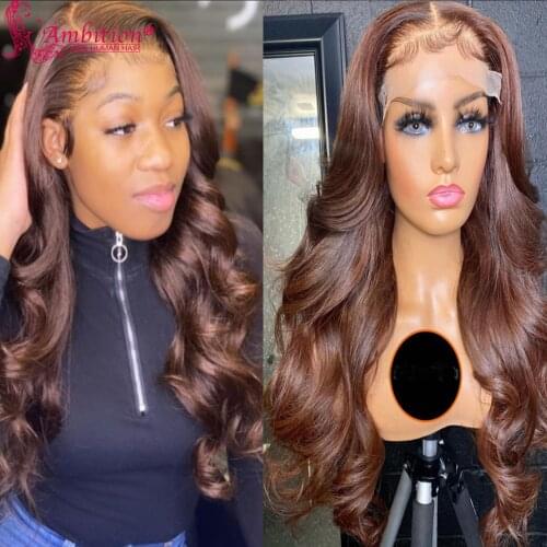 Ambition Human Hair Lace Front Wigs Pre plucked Brown Deep Parting 13x6 Lace Front Wigs 180% Full Density Lace Wigs for Women
