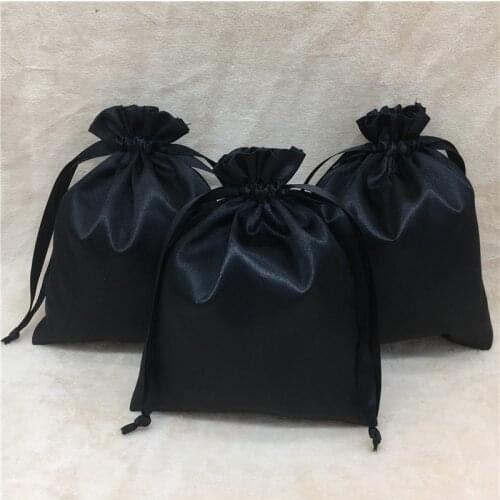 Satin Gift Bags Packing Jewelry Cosmetic Lipstick Storage Bag Silk Drawstring Pouches Wedding Party Candy Sachets Print Logo 50P
