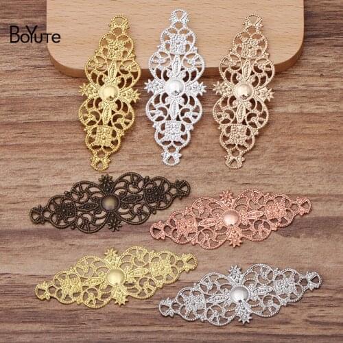 BoYuTe (50 Pieces/Lot) 60*25MM Metal Brass Flower Filigree Findings Diy Hand Made Jewelry Accessories Wholesale