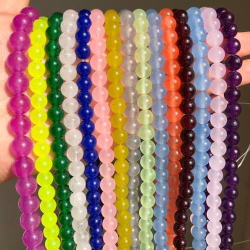 Natural Stone White Blue Chalcedony Jades Beads Round Loose Spacer Beads For Jewelry Making 4/6/8/10/12mm DIY Handmade Bracelets