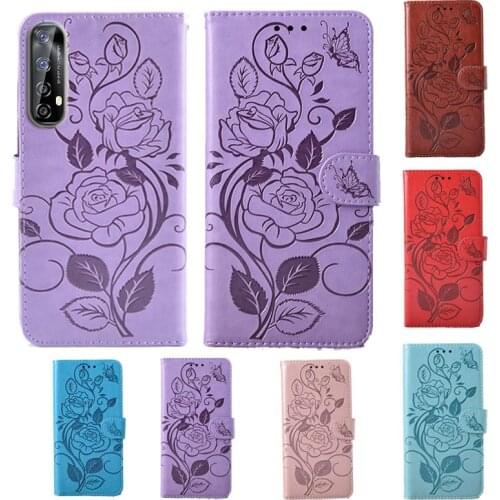 For Oppo Realme Narzo 20 Pro Fashion 3D Flower Flip PU Leather Wallet Phone Case For Oppo Realme 7 4G cover with card slot