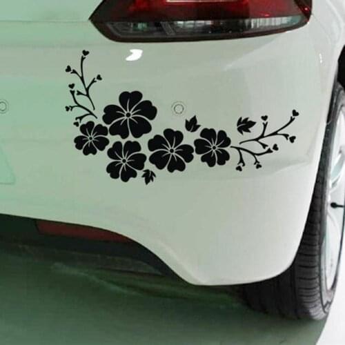 Black Whaite Flower Blossom Car Decal Sticker Auto Truck Bumper Door Window Decor Car-Styling Vinyl Stickers High Stickiness