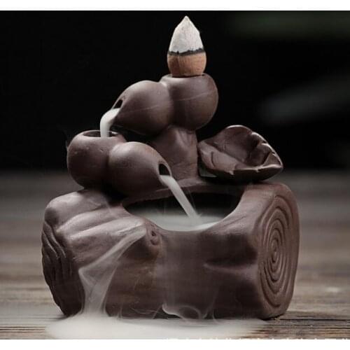 Home Decor Creative Buddhism Incense Burner Buddha Bullet Blackflow Incense Cones Or Burner Smoke Ceramic Censer N32