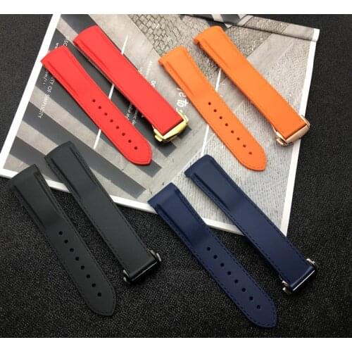 Brand Curved End 20mm 22mm Rubber Silicone Watch Bands For Omega strap Seamaster Ocean 232 007 Buckle Brand Watchband tools