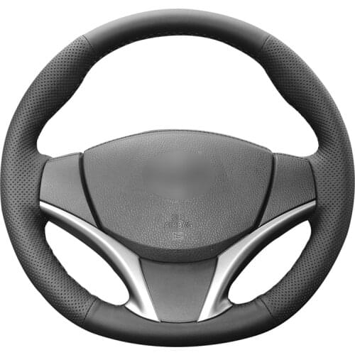 Hand-stitched DIY PU Artificial Leather Car Steering Wheel Cover for Toyota Vios 2014 2015 2016