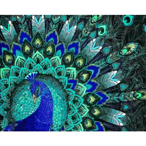 Frameless picture oil painting by numbers wall decor diy painting on canvas for home decor 4050 peacock