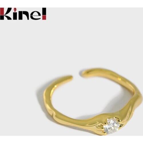 Kinel 100% Real Silver 925 Jewelry CZ Rings for Women Personality Fashion Trendy Adjustable Opening Christmas Gift Anillos