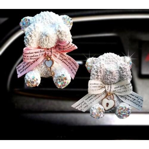 2 PCS Cute Cartoon Bear modeling automotive air freshener Exquisite lady Car accessories Crystal perfume Ornament Holiday Friend