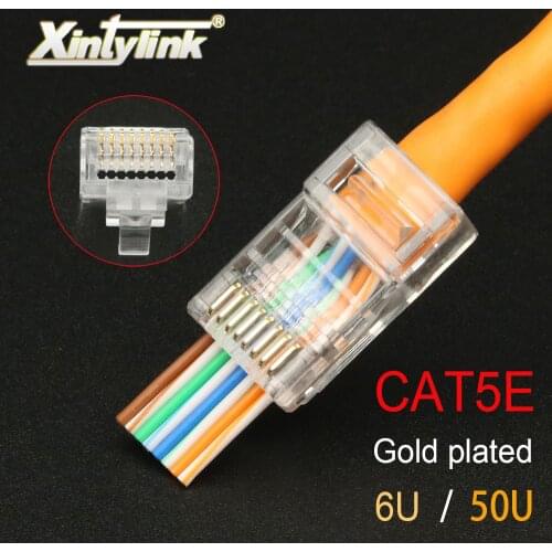 Xintylink EZ rj45 connector rj 45 plug rg cat5 cat5e network conector keystone jack utp ethernet cable modular lan 20/50/100pcs