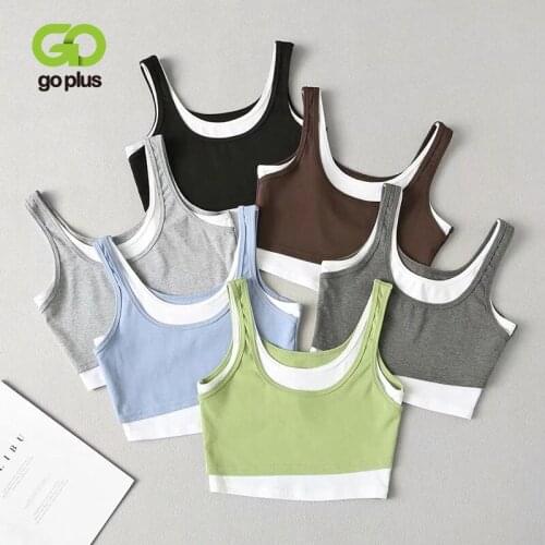 GOPLUS Crop Top Y2k Summer 2021 Sexy Black White Vest Tank Tops Fake Two-piece Sleeveless Women Short Tee Shirt Femme C11161