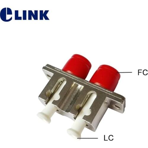 LC-FC hybrid duplex adapter FTTH fiber optic connector female to female DX APC UPC SM MM coupler wholesale free shippingELINK
