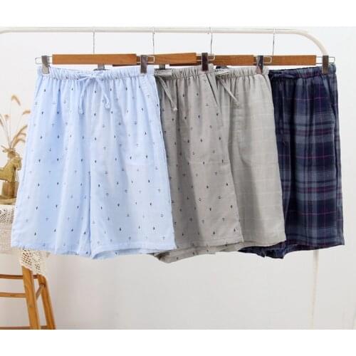 Summer Home Pajama Couples Shorts Men Sleepwear Sexy Pajamas Bottom Cotton Gauze Shorts Comfortable and Breathable Mansleepwear