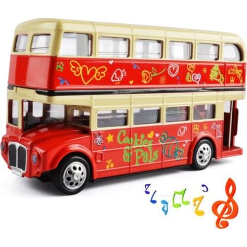 1:28 Simulation Alloy Car Double-Decker Bus Toy Car Sound And Light Sightseeing Bus Car Model Childrens Educational Toys Gift