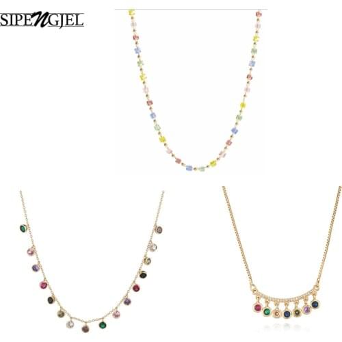 Fashion Minimalist Colorful Zircon Neckale Elegant Beard Chain Neckalce For Women Jewelry