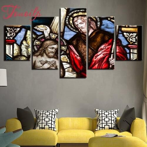 TOUOILP 5 Pieces Christian Jesus 5d Diamond Painting Cross Stitch icon 5d Diamond Embroidery for children diamond Mosaic pattern