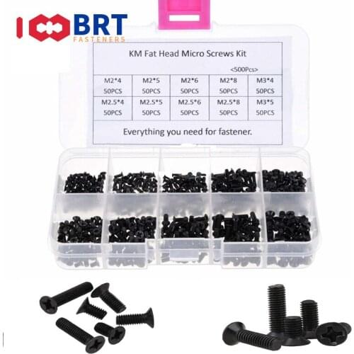 Book Screws Set Kit for computer small scre250Pcs/500Pcs M2 M2.5 M3 KM Screw Flat Head Phillips Screws Laptop Notew