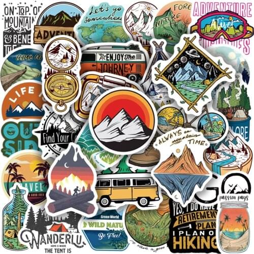 50pcs Forest Hiking Camping Stickers Outdoor Travel Beautiful Scenery Decal Sticker To DIY Water Bottle Phone Laptop Pegatinas