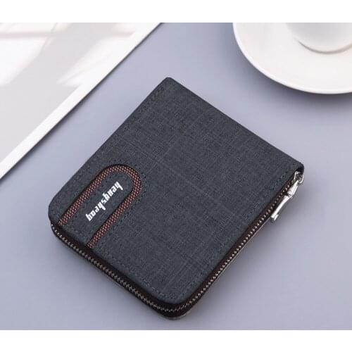 2021 New Canvas Zipper Short Mens Wallet With Coin Pocket Clutch Purse Bag For Male Money Wallet Denim Card Holder