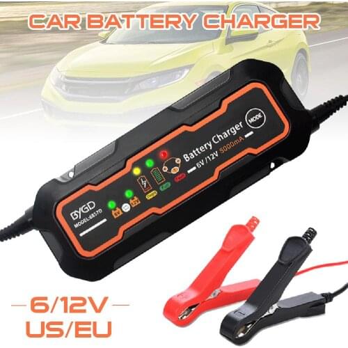 OLOMM Full EU/US Plug Automatic Car Battery Charge 6V/12V 5-Amp Charging for Cars, Boats, Scooters, Mowers