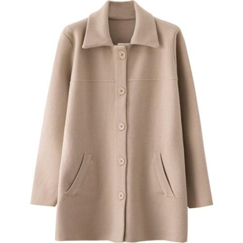 2020 autumn and winter new womens Korean version of the loose woolen coat double-sided cashmere coat in the long cardigan